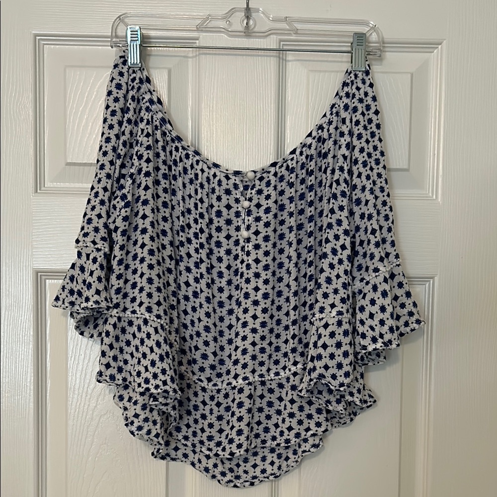 Poupette St Barth Eva Blouse in Blue Planet Print